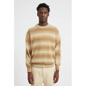 President's Over Crew Recycled Cotton Stripe Sweater Beige Size M